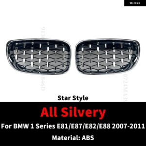 BMW インレットメッシュフロントバンパー グリル グリルチューニングアクセサリーグリッド 1 E81 E87 E82 E88 2007-2011 120I 120D 130I 13 - DM All Silvery