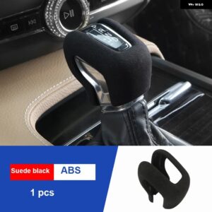 ボルボ XC60 XC90 S90V 90 S60V 60 中央制御ギアヘッド 装飾 カバー ABS カーボンパターンギアグリップアクセサリー カスタムパーツ アクセ - Suede-Black