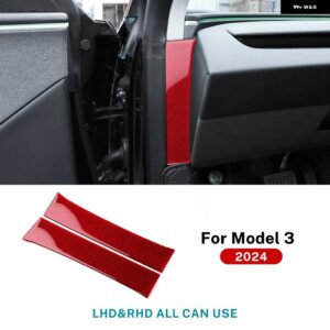 テスラ リアルソフトカーボン両面トリム ステッカー の計器 モデル 3 ハイランド 2024 装飾 カーアクセサリー カスタムパーツ アクセサリー - Red Highland 2024
