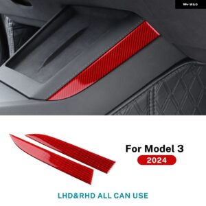テスラ リアルソフトカーボンワイヤレス充電サイドステッカー モデル 3 ハイランド 2024 2025 トリム カーインテリアアクセサリー カスタ - Red Highland 2024