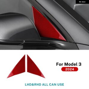 テスラ リアルソフトカーボン外装ドア A ピラートリム カバー モデル 3 ハイランド 2024 ステッカー 装飾 カーアクセサリー カスタムパー - Red Highland 2024