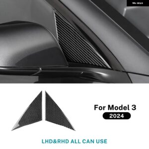 テスラ リアルソフトカーボン外装ドア A ピラートリム カバー モデル 3 ハイランド 2024 ステッカー 装飾 カーアクセサリー カスタムパー - Black Highland 2024