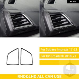 スバル インプレッサ CROSSTREK 2017-2022 アクセサリーカーボンインパネエアアウトレットフレームトリム ステッカー 装飾 カス - black