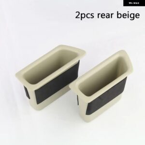 ボルボ ブラック/ベージュフロントとリアドアハンドル ボックス XC60 スタイリング コンテナホルダートレイアクセサリー 2014-2017 カスタ - 2pcs rear beige