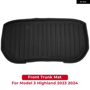 テスラ モデル 3 + ハイランド 2023 2024 フロントトランクパッドリアアンダー TPE トランクフランクマットモデル 3 防水 カーア - Front Trunk Mat