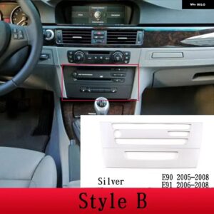 BMW 3シリーズ E90 E91 2005-2006 ABS カーボンカーエアコン CD ボリュームボタン 装飾 フレームステッカー アクセサリー カスタムパーツ - Silver-B