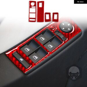 BMW カーボンインテリア自動ウィンドウ リフトパネルカバー トリム ステッカー X5 E53 2000/06/01 カスタムパーツ アクセサリー 交換用部品 - Red LHD