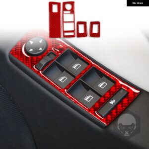 BMW カーボンインテリア自動ウィンドウ リフトパネルカバー トリム ステッカー X5 E53 2000/06/01 カスタムパーツ アクセサリー 交換用部品 - Red RHD