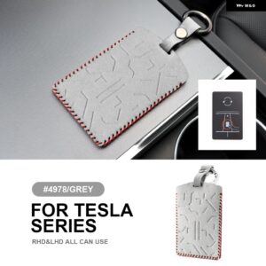 テスラ モデル 3 ハイランド 2024 モデル Y モデル X モデル S イタリアトップスエードリモートキーケースカバー シェルカードバッグカ - Grey