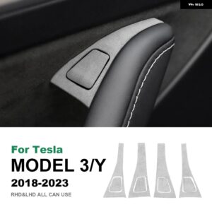 テスラ モデル 3 モデル Y 2018-2023 イタリアスーパースエード窓スイッチボタンステッカー ドア昇降コントロールパネルアクセサリー カ - Grey