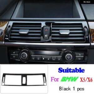 BMW X5 X6 E70 E71 2008-2013 ABS ブライト ブラックカーギアパネルステッカー ステアリングホイール トリム ストリップフレームカバー カー - 6