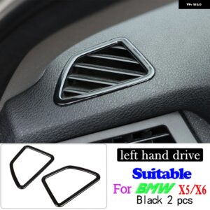 BMW X5 X6 E70 E71 2008-2013 ABS ブライト ブラックカーギアパネルステッカー ステアリングホイール トリム ストリップフレームカバー カー - 2