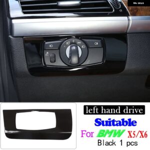 BMW X5 X6 E70 E71 2008-2013 ABS ブライト ブラックカーギアパネルステッカー ステアリングホイール トリム ストリップフレームカバー カー - 1