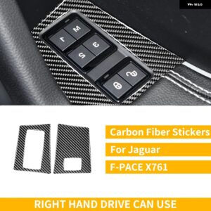 ジャガー F-PACE 2016-20 インテリアカーボン 装飾 アクセサリードアロックスイッチフレームトリム ステッカー カスタムパーツ アクセ - RHD-Black