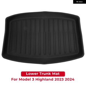 テスラ TPE フロントリアトランク ボックス マットパッド 防水 ライナートランクトレイフロアマット モデル 3 ハイランド 2023 2024 - Lower Trunk Mat