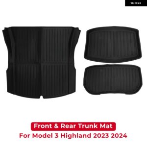 テスラ TPE フロントリアトランク ボックス マットパッド 防水 ライナートランクトレイフロアマット モデル 3 ハイランド 2023 2024 - Trunk Mat 3in1 Set