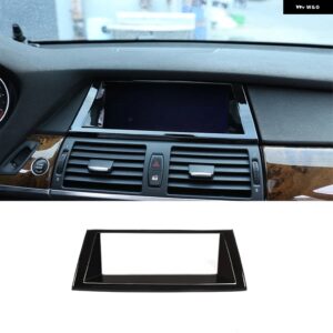 BMW 2008-2013 X5 E70 X6 E71 ABS カーボンカースタイリング センターコントロールナビゲーション 装飾 フレームステッカー カーパーツ カ - black
