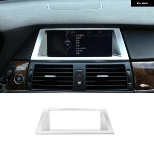 BMW 2008-2013 X5 E70 X6 E71 ABS カーボンカースタイリング センターコントロールナビゲーション 装飾 フレームステッカー カーパーツ カ - Silver