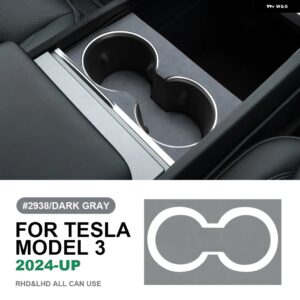 テスラ イタリアトップスエード中央コンソール 水カップホルダートリム ステッカー モデル 3 ハイランド 2024-アップインテリアアクセサリー - Model 3 Highland F