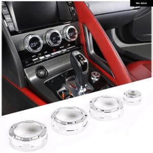ジャガー F-TYPE 2013-2022 合金カーエアコンノブオーディオボリュームコントロールボタンサークルトリム リングカバー アクセサリー - Style B Silver