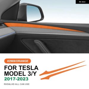 テスラ イタリアスエードドアサイドパネルトリム カバー モデル 3 モデル Y 2020-23 ステッカー スタイリング カーインテリアアクセサリ - 2969 door side