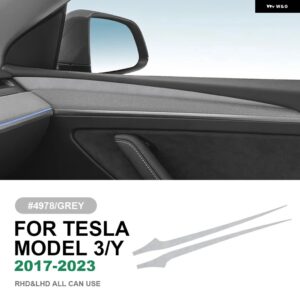 テスラ イタリアスエードドアサイドパネルトリム カバー モデル 3 モデル Y 2020-23 ステッカー スタイリング カーインテリアアクセサリ - 4978 door side