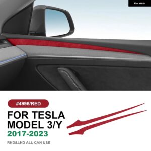 テスラ イタリアスエードドアサイドパネルトリム カバー モデル 3 モデル Y 2020-23 ステッカー スタイリング カーインテリアアクセサリ - 4996 door side