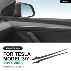 テスラ イタリアスエードドアサイドパネルトリム カバー モデル 3 モデル Y 2020-23 ステッカー スタイリング カーインテリアアクセサリ - 9002 door side