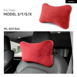 テスラ カーシートヘッドレスト モデル 3 モデル Y モデル S モデル X ハイランド 2024 ネックピローソフトコンフォートメモリークッシ - Red