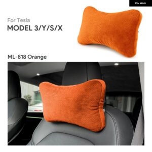 テスラ カーシートヘッドレスト モデル 3 モデル Y モデル S モデル X ハイランド 2024 ネックピローソフトコンフォートメモリークッシ - Orange