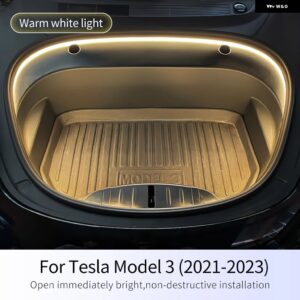 テスラ 2.4メートル LED フロントトランクライト ストリップ簡単インストールライト モデル 3 Y 防水 ネオンランプ フロントトランク L - Warm Model 3 21-23