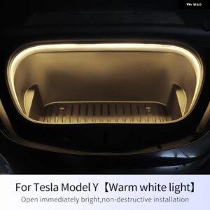 テスラ 2.4メートル LED フロントトランクライト ストリップ簡単インストールライト モデル 3 Y 防水 ネオンランプ フロントトランク L - Warm White Model Y