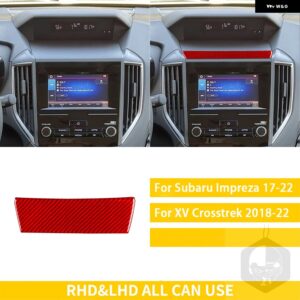 スバル インプレッサ CROSSTREK 2017-2022 アクセサリーカーボンインテリアマルチメディアトップパネルトリム ステッカー 装飾 - red