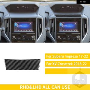 スバル インプレッサ CROSSTREK 2017-2022 アクセサリーカーボンインテリアマルチメディアトップパネルトリム ステッカー 装飾 - black