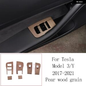 テスラ モデル 3 モデル Y 2017-2021 ABS 梨木目調カーセンターコントロールアームレスト カバー 自動モールドアクセサリー カスタ - style 4