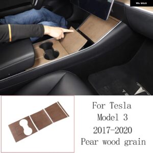 テスラ モデル 3 モデル Y 2017-2021 ABS 梨木目調カーセンターコントロールアームレスト カバー 自動モールドアクセサリー カスタ - style 2