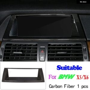 BMW X5 E70 X6 E71 2008-2013 ABS カーボンカーセンターコンソール 計器パネルカバー ステッカー アクセサリー カスタムパーツ アクセサリ - 3