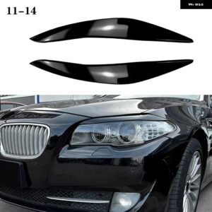 BMW F10 F11 518D 520D 523I 530I 530D 550I M5 2個 ABS 光沢ヘッドライト 邪悪なアイブロウ 5シリーズ 2010-2013 PRE-LCI トリム カスタム - Gloss Black
