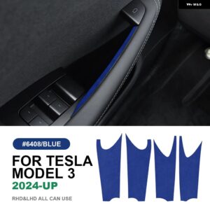 テスラ イタリアトップスエードドア内側ハンドルトリム ステッカー モデル 3 ハイランド 2024-アップ 装飾 カーインテリアアクセサリー カ - 6408 Highland