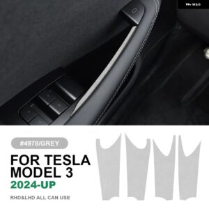 テスラ イタリアトップスエードドア内側ハンドルトリム ステッカー モデル 3 ハイランド 2024-アップ 装飾 カーインテリアアクセサリー カ - 4978 Highland