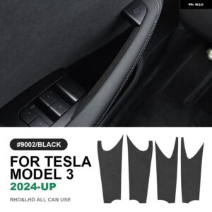 テスラ イタリアトップスエードドア内側ハンドルトリム ステッカー モデル 3 ハイランド 2024-アップ 装飾 カーインテリアアクセサリー カ - 9002 Highland