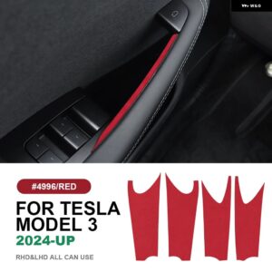 テスラ イタリアトップスエードドア内側ハンドルトリム ステッカー モデル 3 ハイランド 2024-アップ 装飾 カーインテリアアクセサリー カ - 4996 Highland