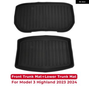 テスラ 貨物トランクマットフロントリアパッドフランクアンダー 防水 クッション モデル 3 ハイランド 2023 2024 カスタムパーツ アクセ - Front-Lower Mat