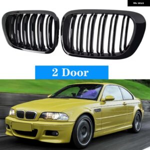 BMW グロスブラックフロントキドニーグリルレーシンググリルアクセサリー 3シリーズ E46 318I 320I 325I 330I 1998-2001 2/4 ドア カスタム - 2 Door Gloss Black