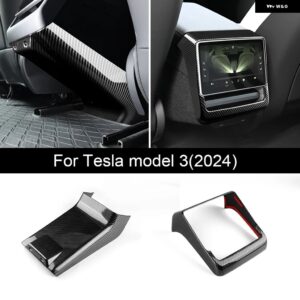テスラ ABS カーボンリア空調ベントカバー モデル 3 ハイランド 2024 MODEL3 カーインテリアアクセサリー カスタムパーツ アクセサ - Upper And Lower