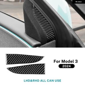 テスラ リアルソフトカーボンインナードアトライアングルカバー モデル 3 MODEL3 ハイランド 2024 ステッカー トリム インテリアアクセ - Black Highland 2024