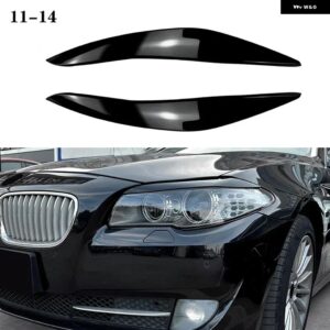 BMW F10 F11 2個 ABS グロスヘッドライト 邪悪なアイブロウ 5シリーズ 518D 520D 523I 530I 530D 550I M5 2010-2013 PRE-LCI トリム カスタ - Gloss Black