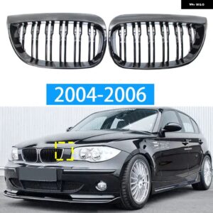 BMW 1シリーズ E81 E87 2004-2011 グロスブラックグリルカバー フロントバンパー 親切に改築 M スタイル グリル 128I 130I 135I カスタムパ - 2004-2006