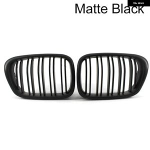 BMW E39 5シリーズ 525 528 フロントフードグリルキドニーグリルレーシンググリルグロスブラックグリル 99-03 アクセサリーデュアルライン - Matte Black