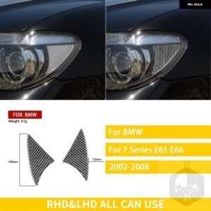 BMW 7シリーズ E65 E66 2002/08/01 アクセサリーカーボン外装ヘッドライト トリム ステッカー 装飾 カスタムパーツ アクセサリー 交換用部 - black